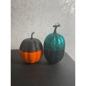 Halloween Pumpkins Black Green Sparkle Pumpkin Orange Black Glitter Pumpkin